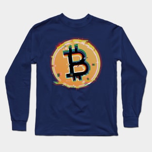 Bitcoin Crypto Coin Glitch Long Sleeve T-Shirt